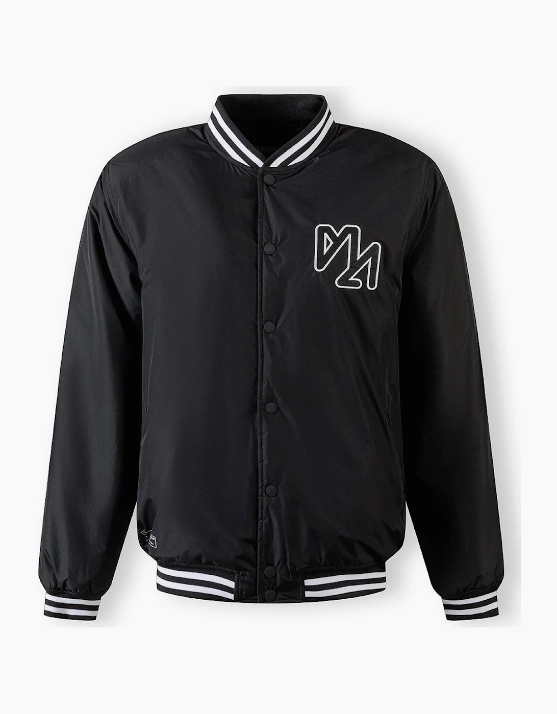 Men Baseball Style Jacket Detachable Hood Black