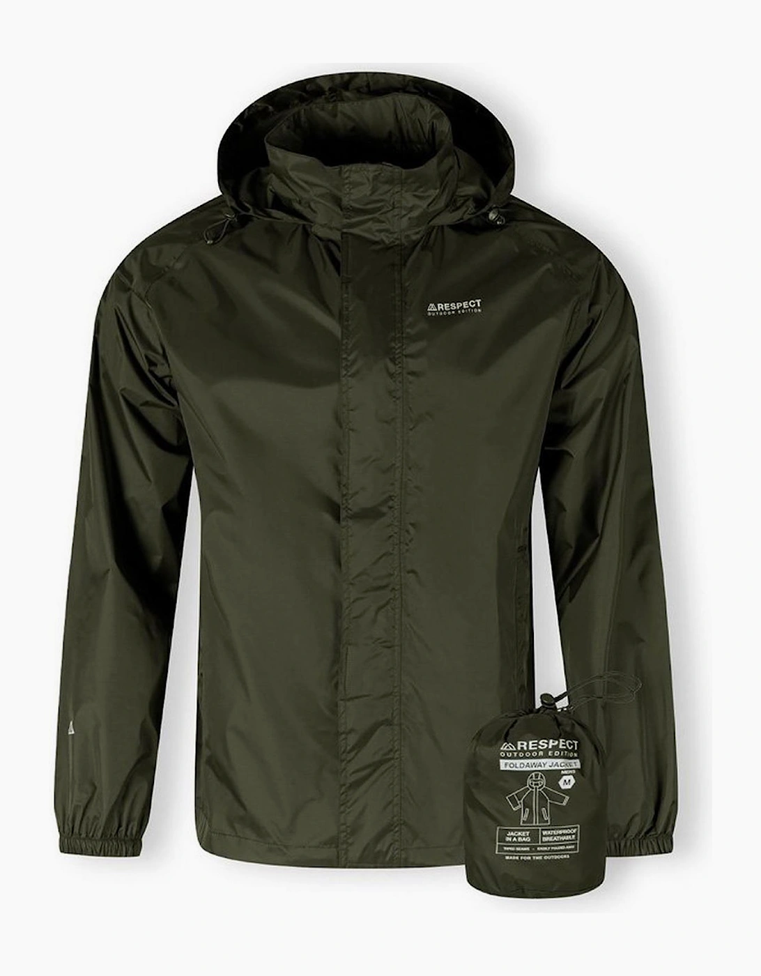 Men Packaway Waterproof Jacket With Hood Khaki, 7 of 6