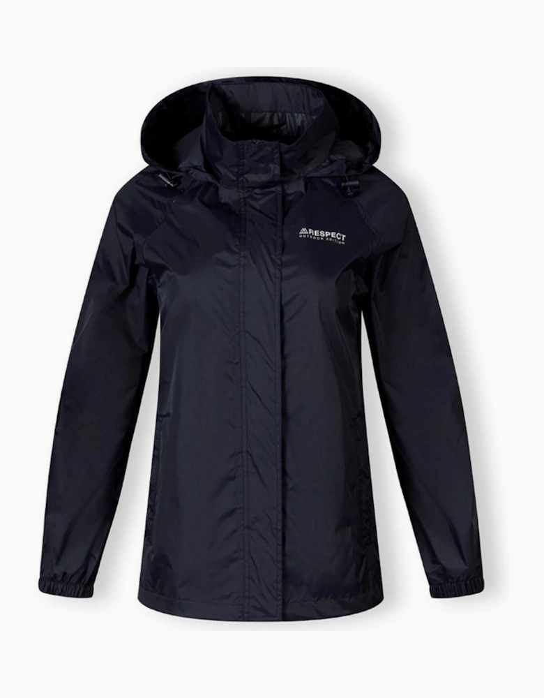 Women Packaway Waterproof Jacket With Zipped Pockets Navy