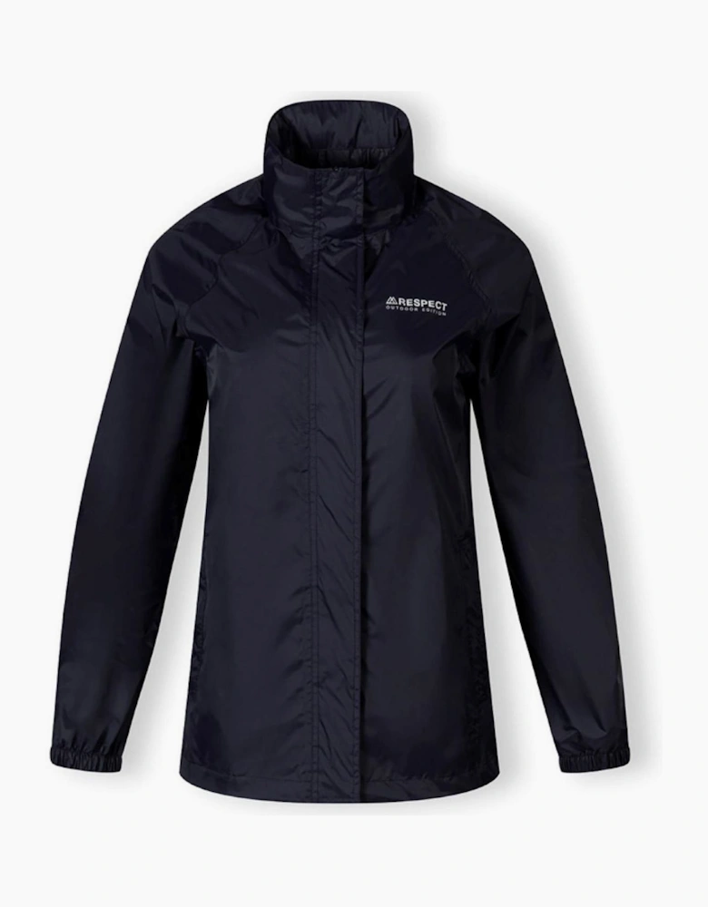 Women Packaway Waterproof Jacket With Zipped Pockets Navy