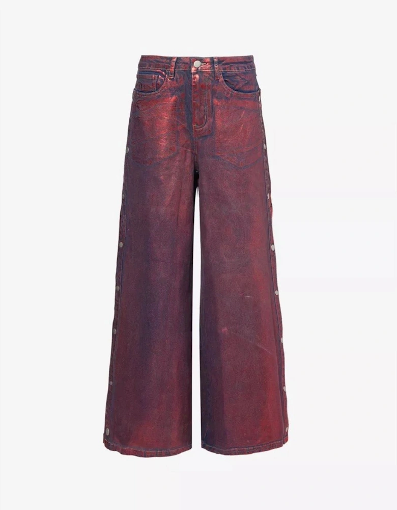 Wren Foil Metallic Patterned Five Pocket Pant