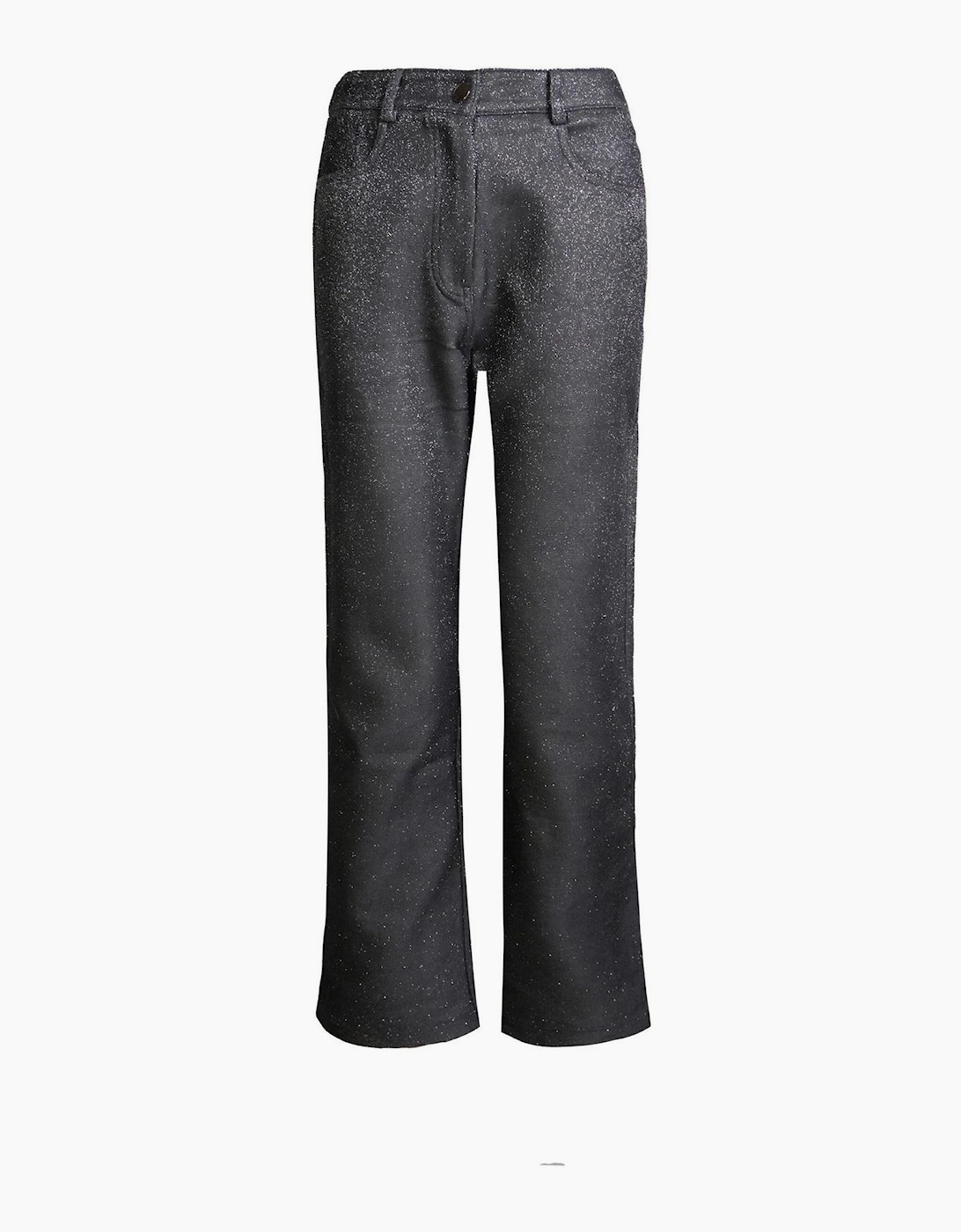 Amy Lynn Women's Silver Lupe Metallic Patterned Straight Pants - Size: 12/32In