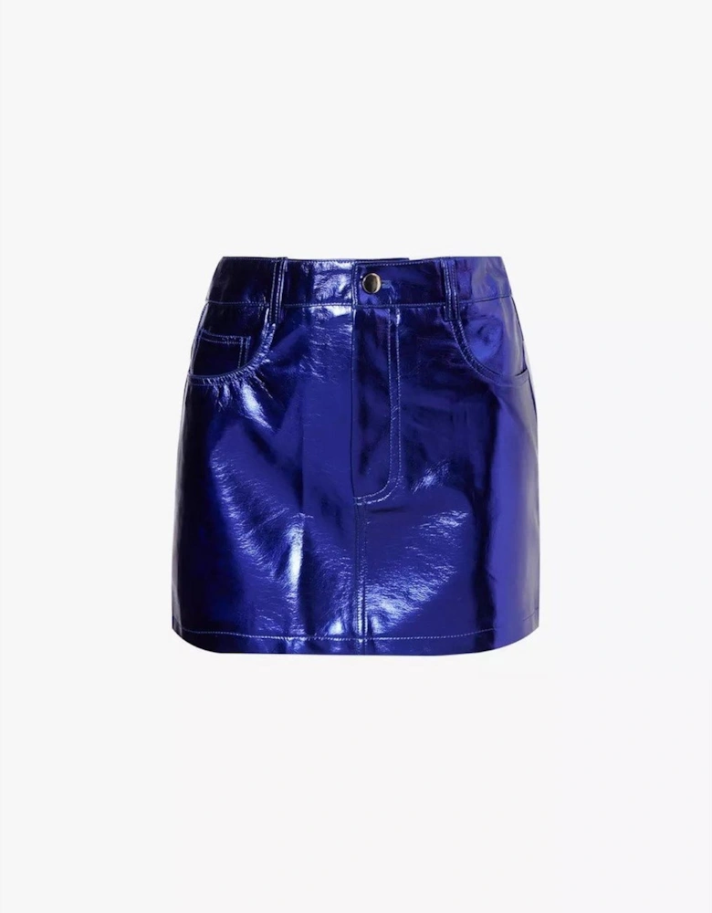 Regular Fit Metallic Patterned Mini Skirt