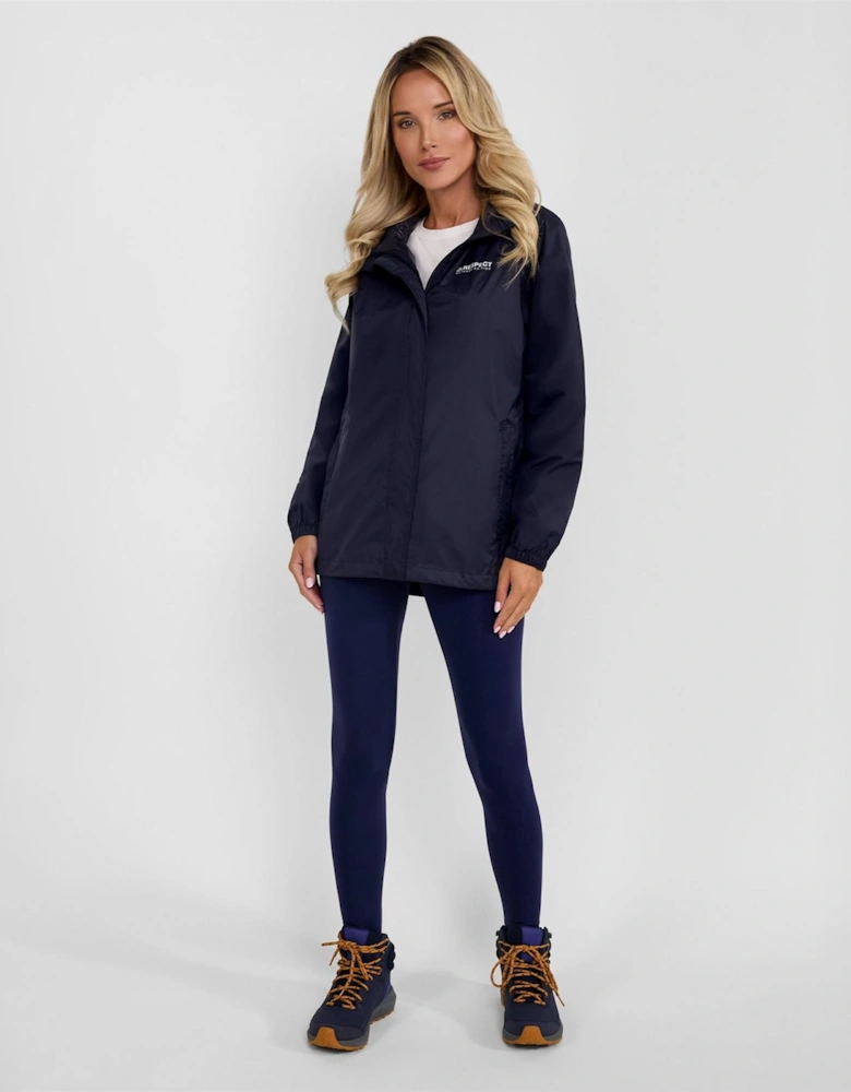 Women Packaway Waterproof Jacket With Zipped Pockets Navy