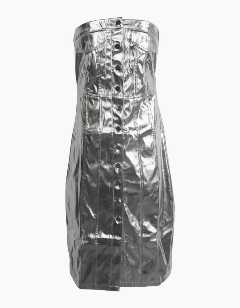 Metallic Patterned Sleeveless Maxi Bandeau Dress