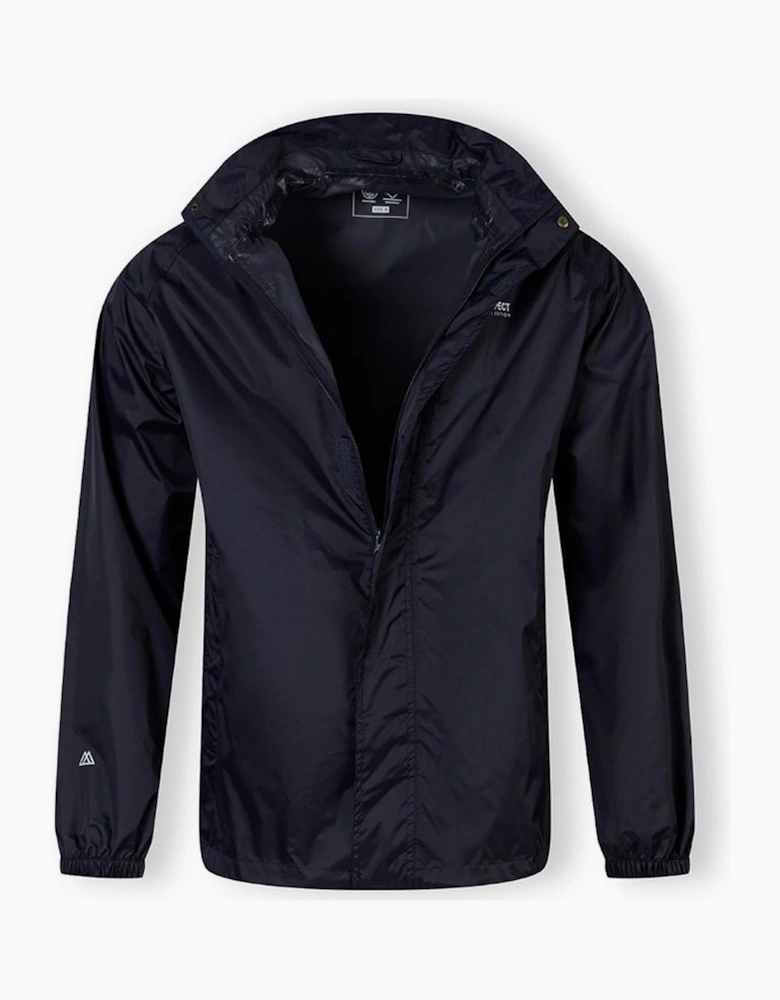 Men Packaway Waterproof Jacket With Zip Pockets Navy