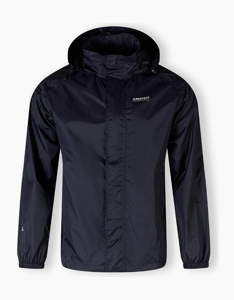 Men Packaway Waterproof Jacket With Zip Pockets Navy