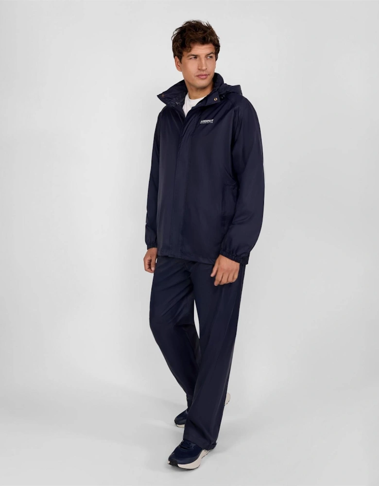 Men Packaway Waterproof Jacket With Zip Pockets Navy