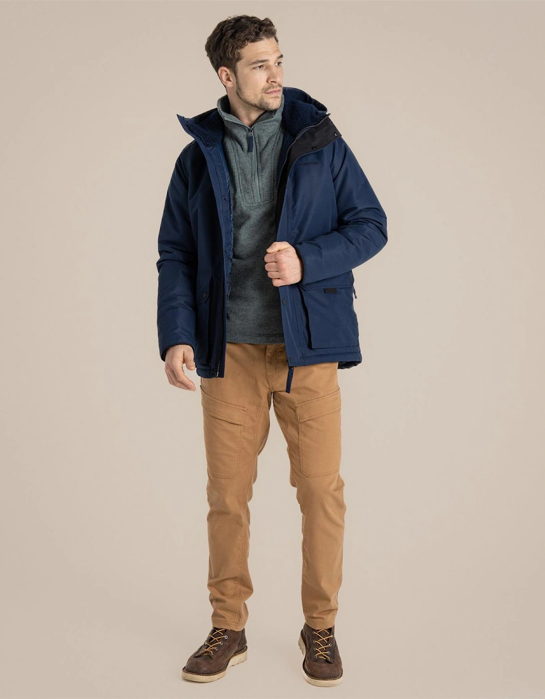 Karst Solid Patterned Flap Pocket Combat Pants