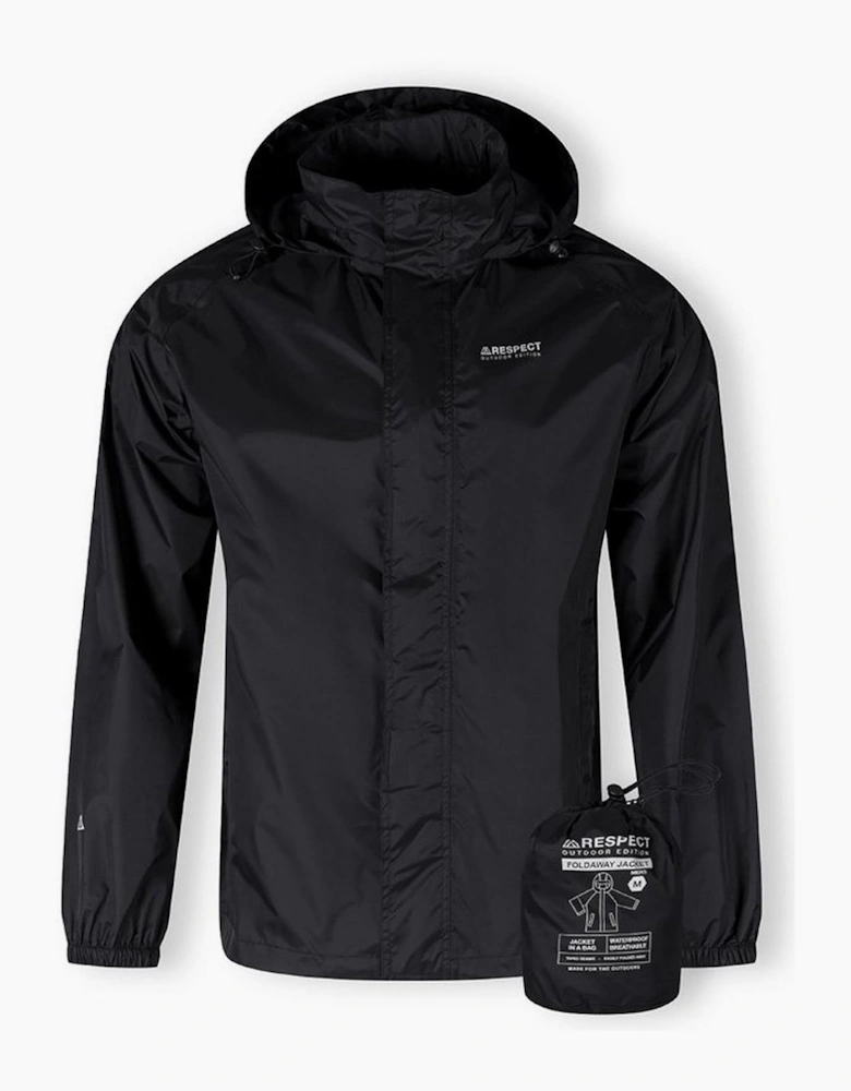 Men Packaway Waterproof Jacket With Zip Front Black Xs 3xl