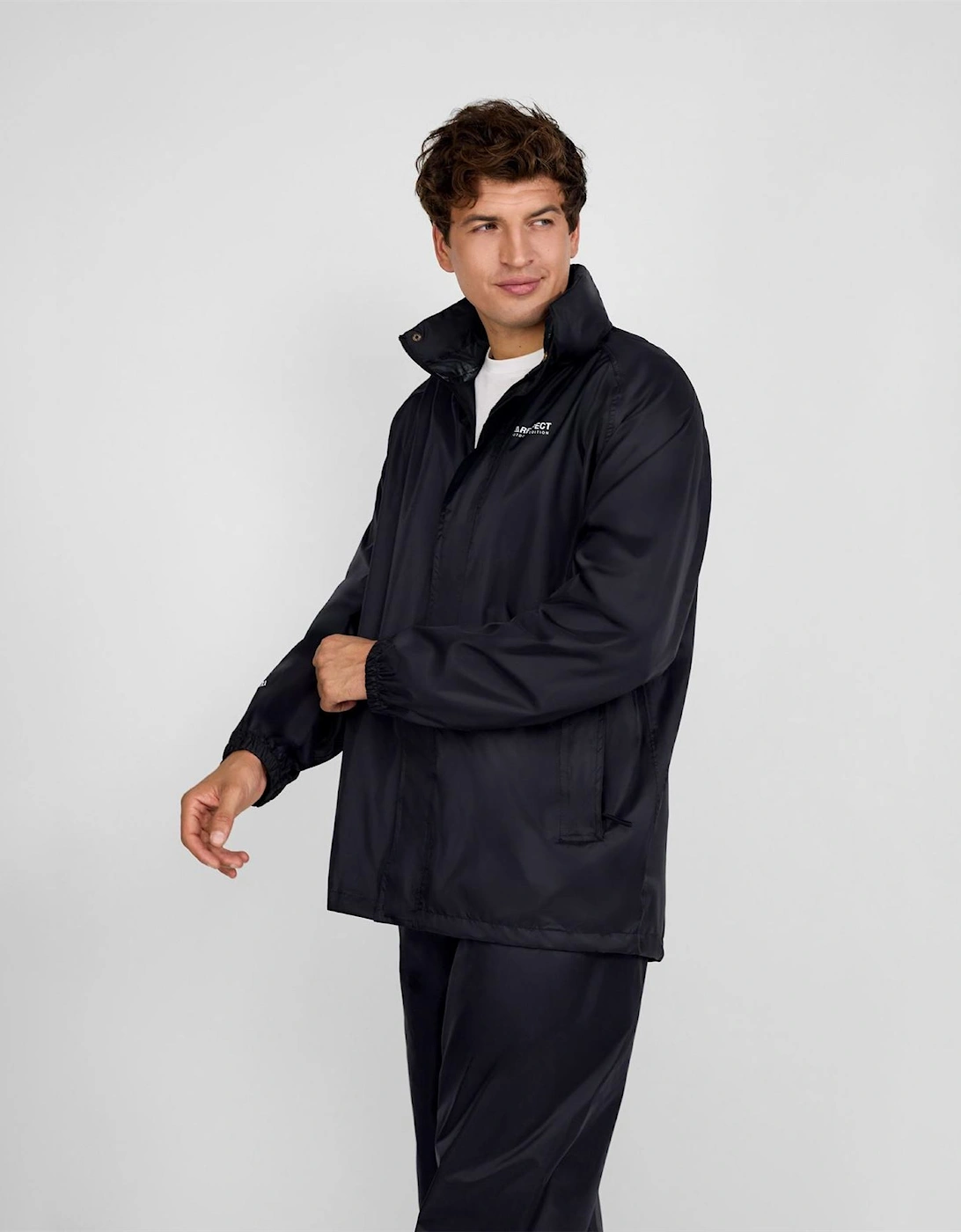 Men Packaway Waterproof Jacket With Zip Front Black Xs 3xl