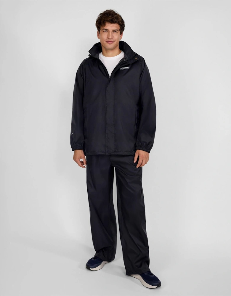 Men Packaway Waterproof Jacket With Zip Front Black Xs 3xl
