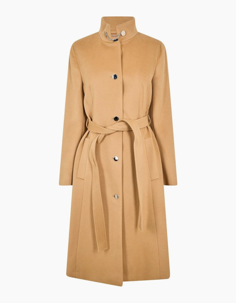 Solid Patterned Trench Coat with Chain