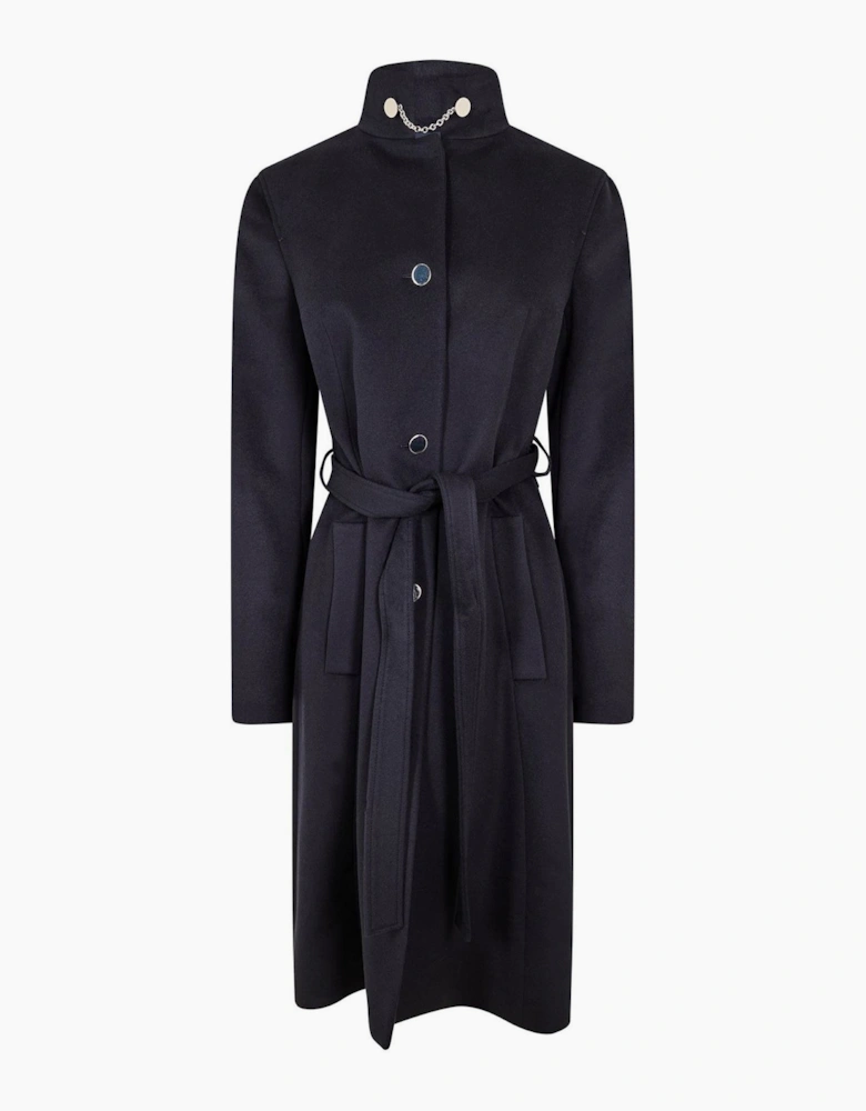 Solid Patterned Trench Coat with Chain
