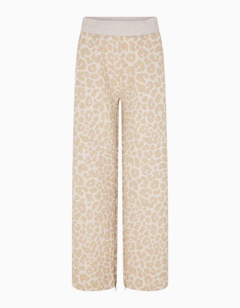 Leopard Patterned Wide Leg Joggers