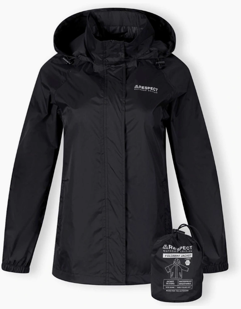 Packaway Waterproof Jacket With Hood Black