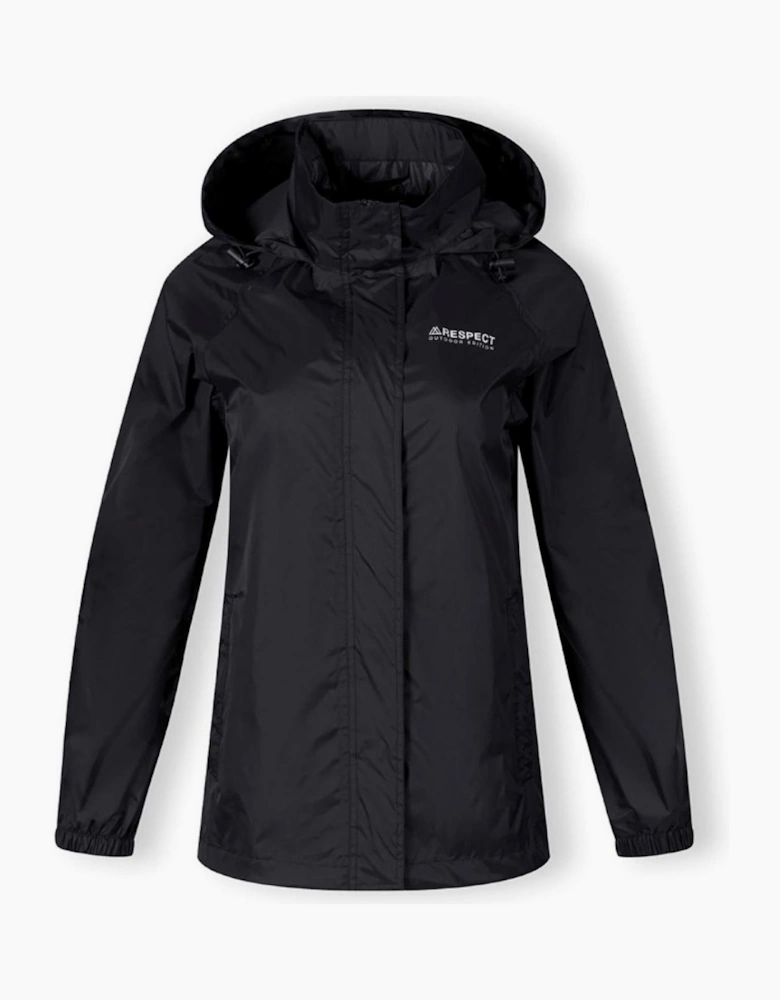 Packaway Waterproof Jacket With Hood Black