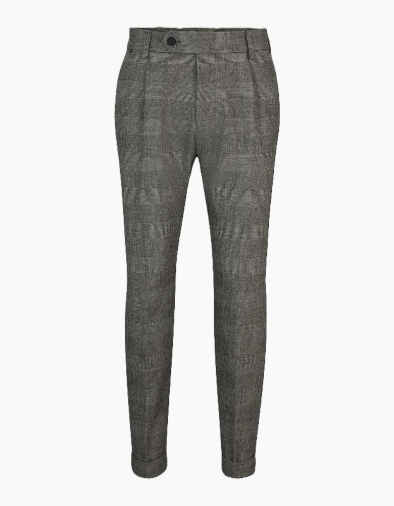 Perin Pleat Plaid Patterned Slim Chinos
