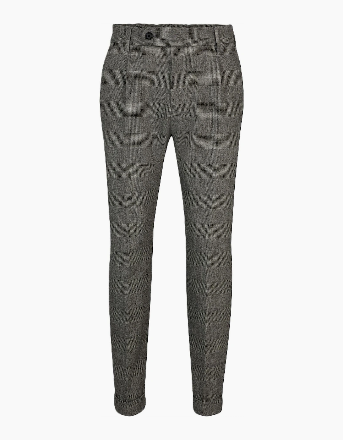 Perin Pleat Plaid Patterned Slim Chinos