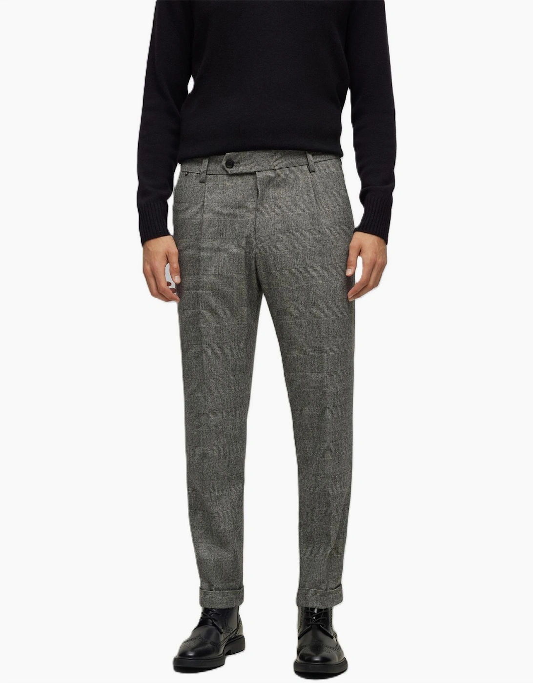 Perin Pleat Plaid Patterned Slim Chinos, 5 of 4