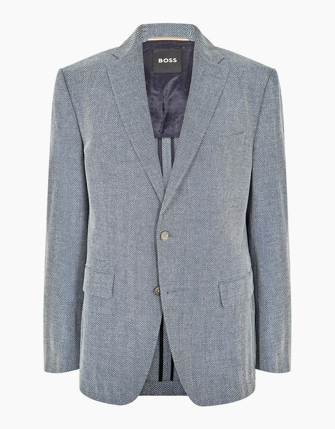 Hutson Herringbone Patterned Tweed Coat with Flap Pocket