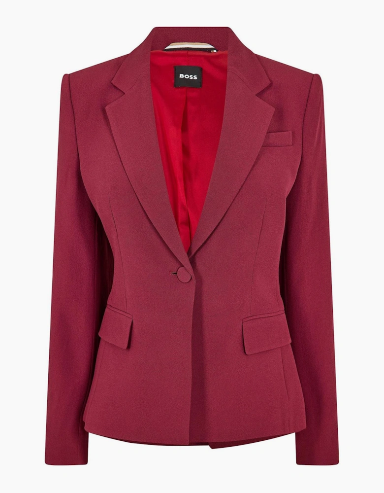 Solid Patterned Single Button Flap Pocket Blazer
