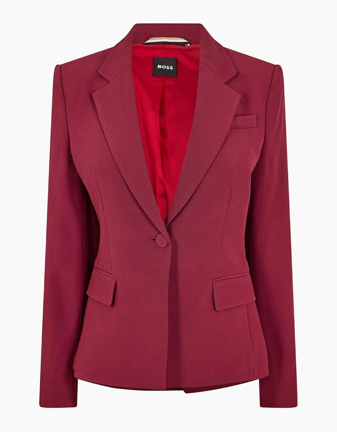 Solid Patterned Single Button Flap Pocket Blazer