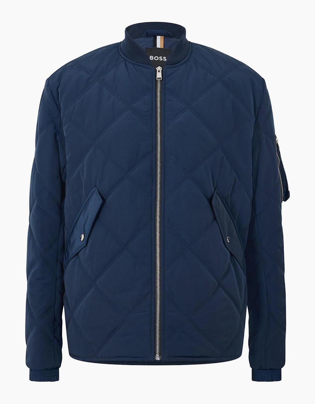 Mock Neck Ribbed Cuff Bomber Jacket with Flap and Zipped Pocket, 3 of 2