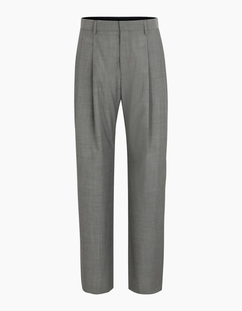Oversized Solid Patterned Pleated Trousers