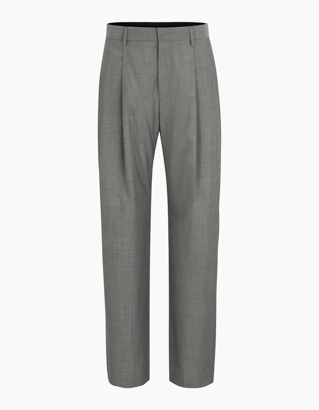 Oversized Solid Patterned Pleated Trousers