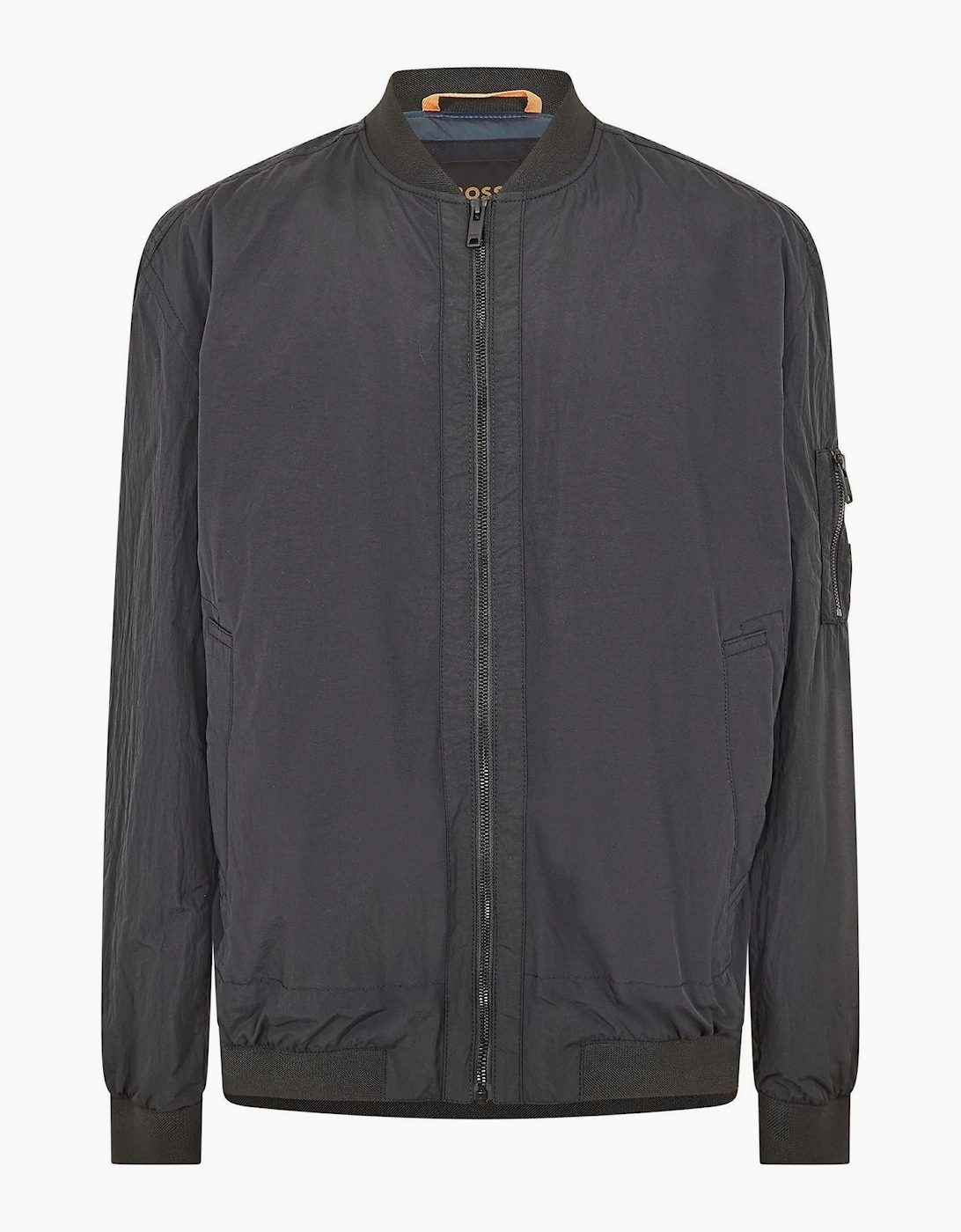 Solid Patterned Bomber Jacket with Ribbed Cuff and Zipped Pocket, 4 of 3