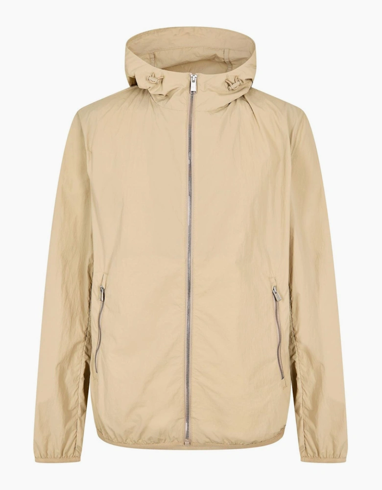 Cinder Hooded Neck Solid Patterned Rain Jacket with Zipped Pocket