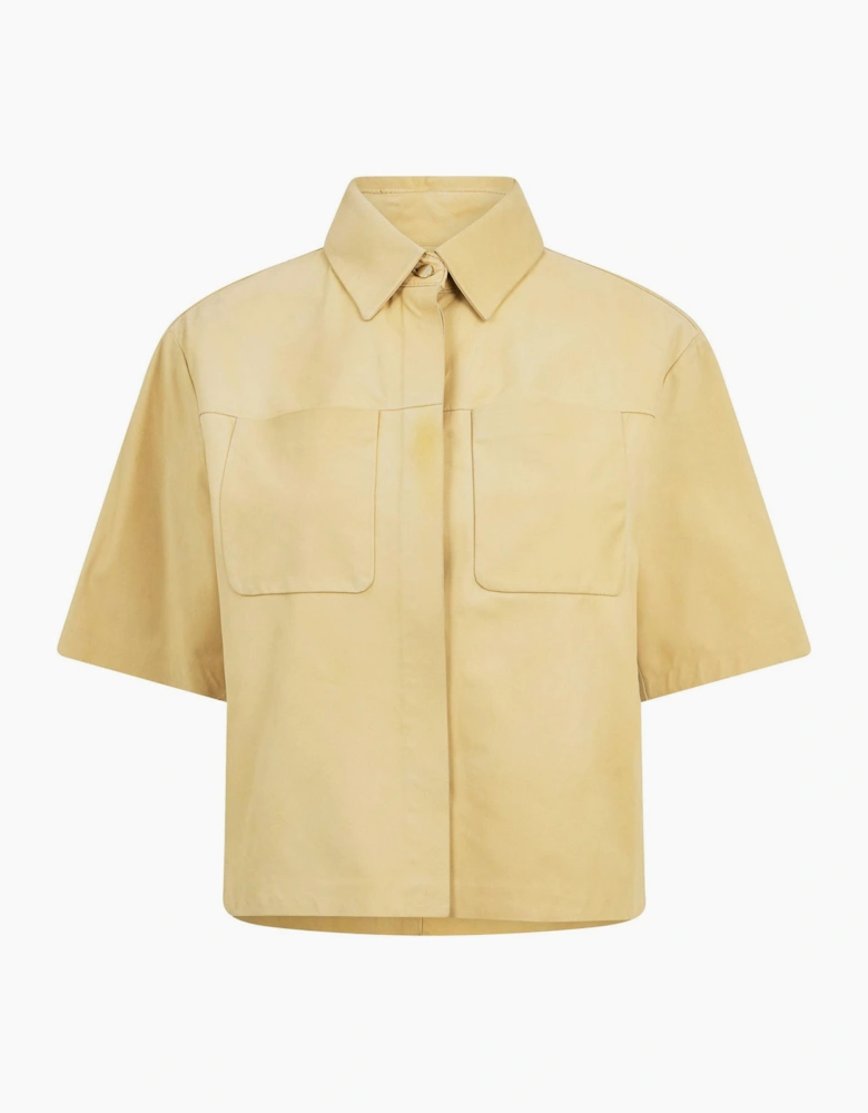 Solid Patterned Shirt Collar Shirt Jacket with Chest Pocket
