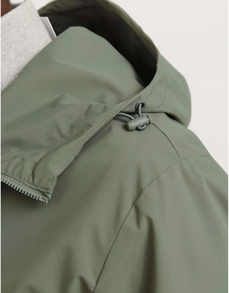 Hooded Windbreaker with Printed Logo and Zipped Pocket