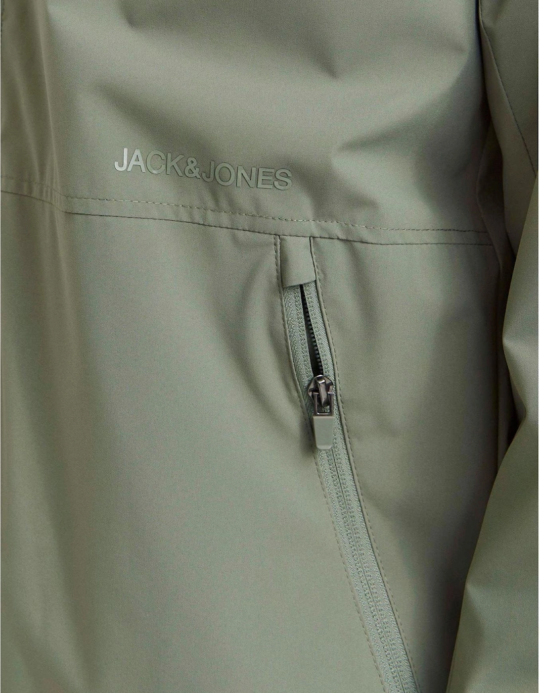 Hooded Windbreaker with Printed Logo and Zipped Pocket