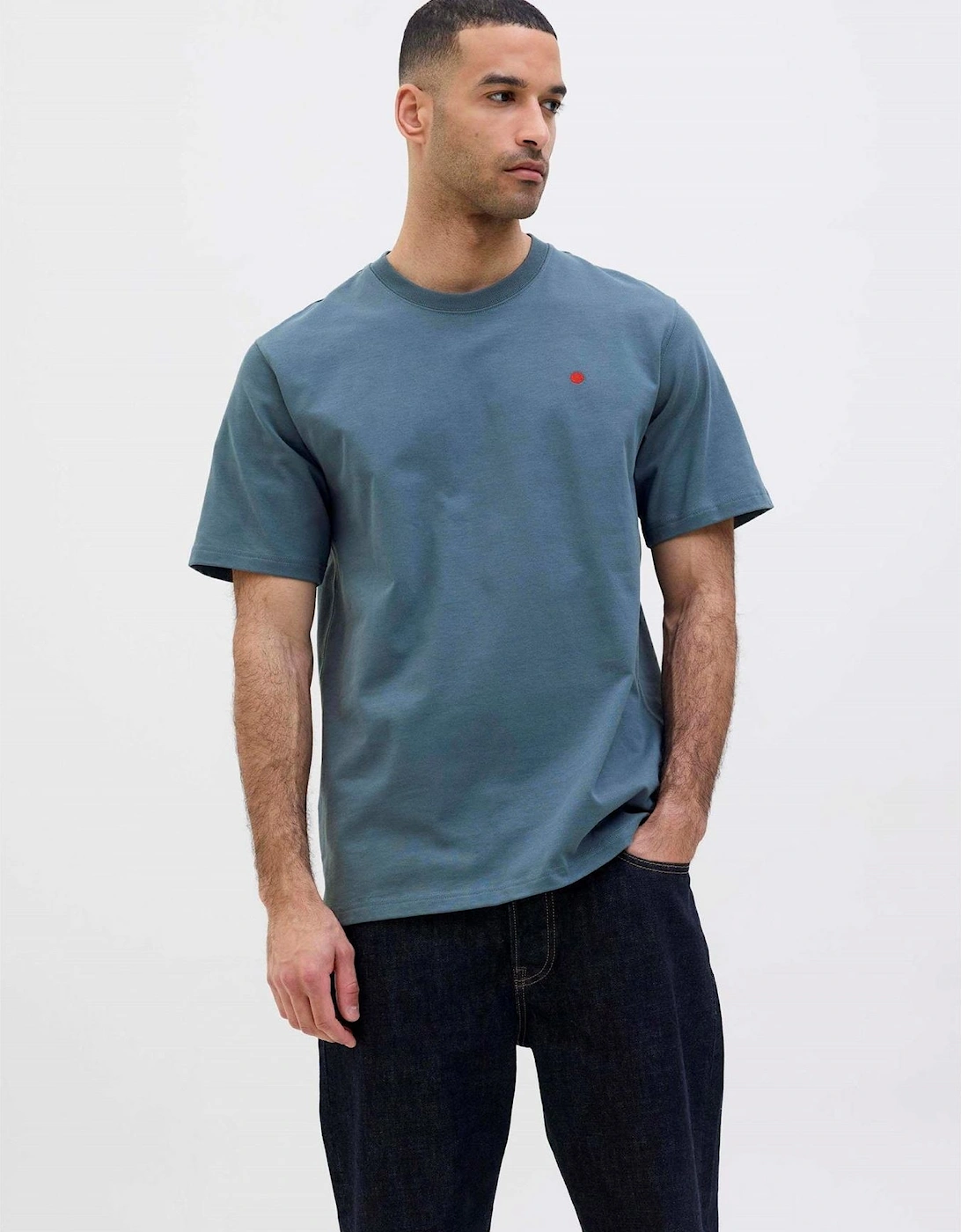 Embroidered Crew Neck Short Sleeve Jersey T-Shirt