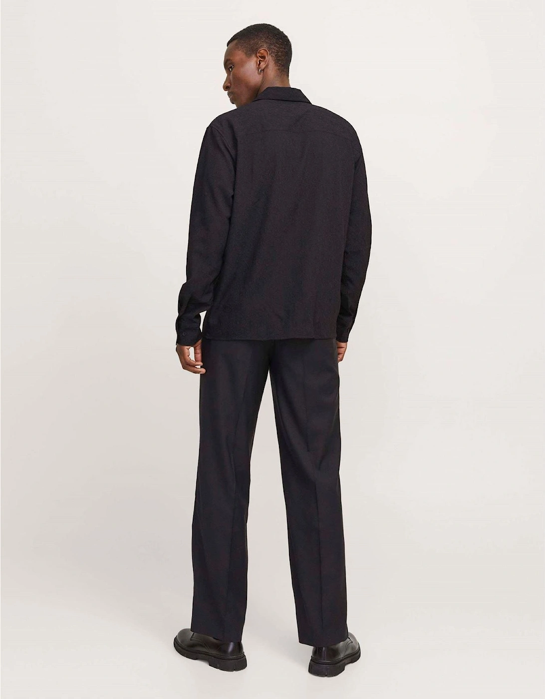 Jacquard Collared Neck Long Sleeve Shirt