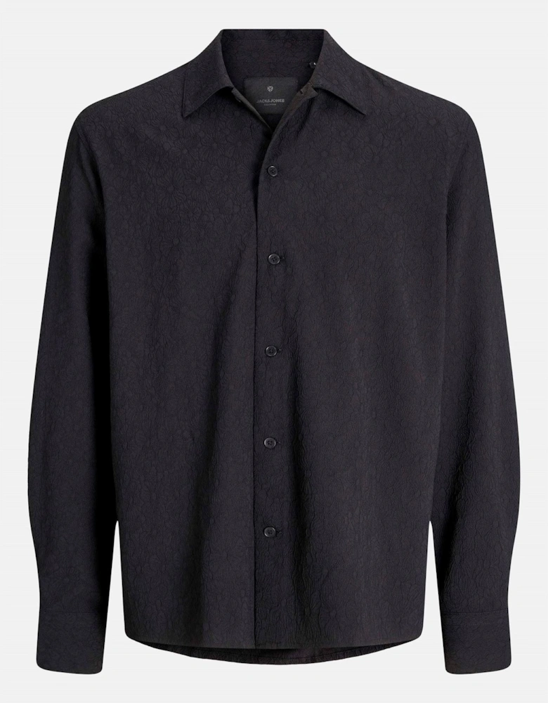 Jacquard Collared Neck Long Sleeve Shirt