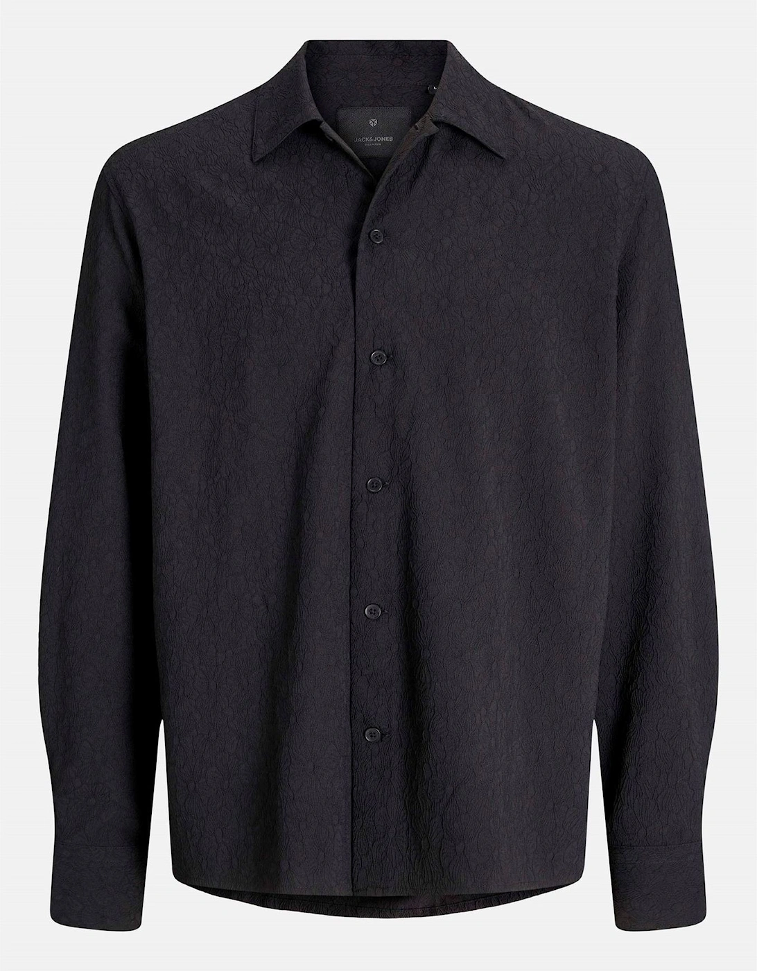 Jacquard Collared Neck Long Sleeve Shirt