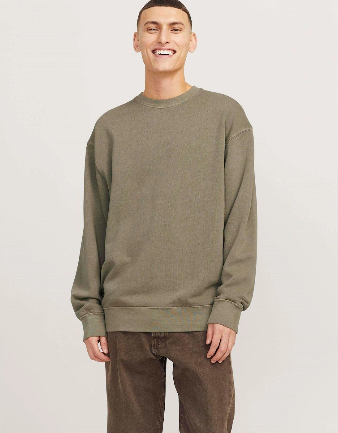 Faded Crew Neck Drop Shoulder Sweatshirt