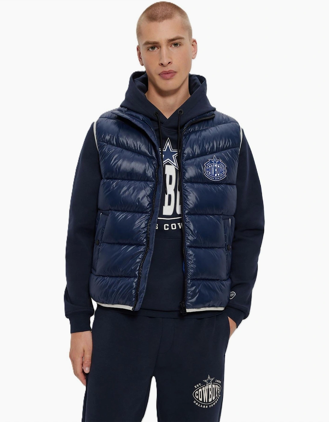 NFL Solid Patterned Puffer Jacket with Chest Pocket