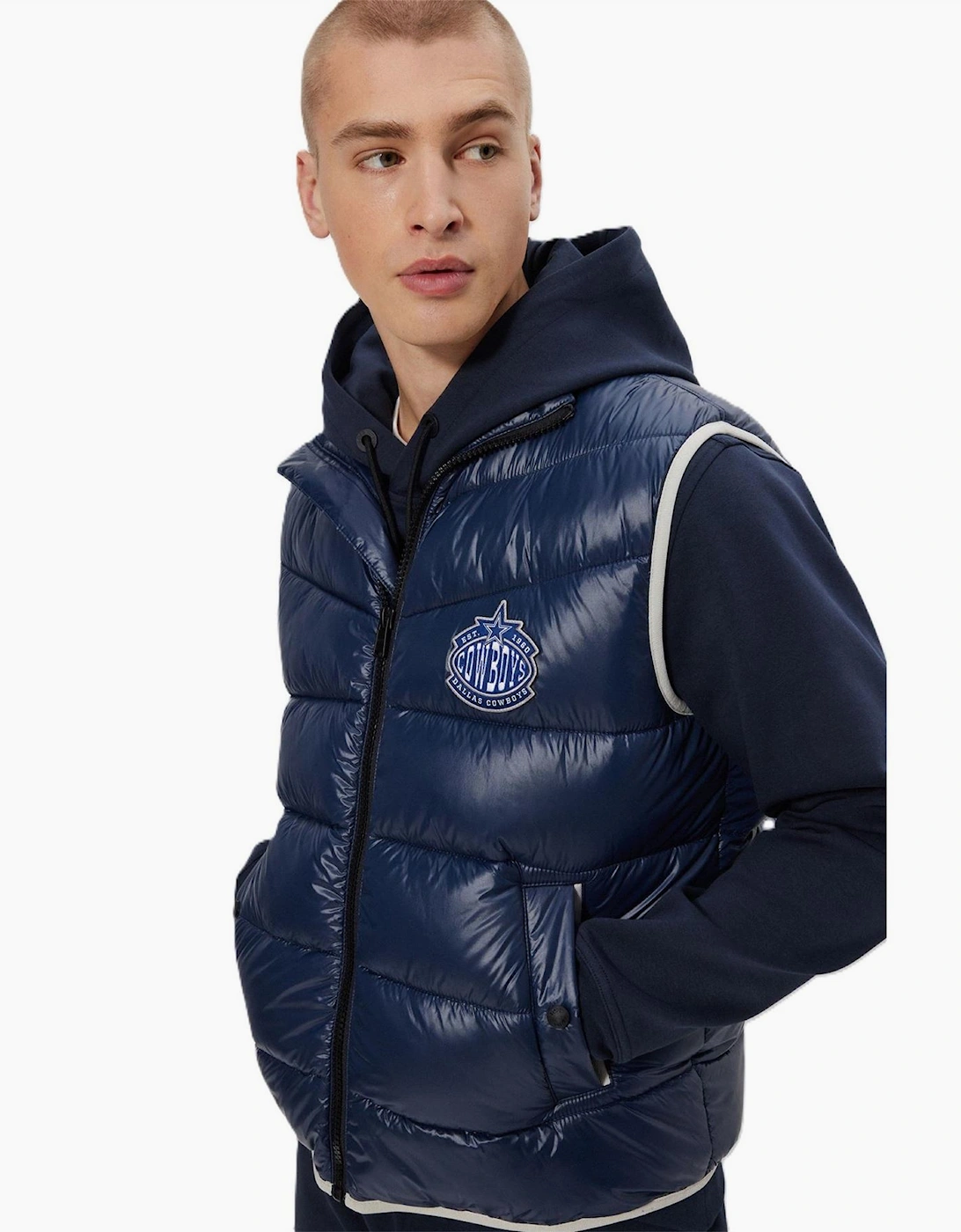 NFL Solid Patterned Puffer Jacket with Chest Pocket