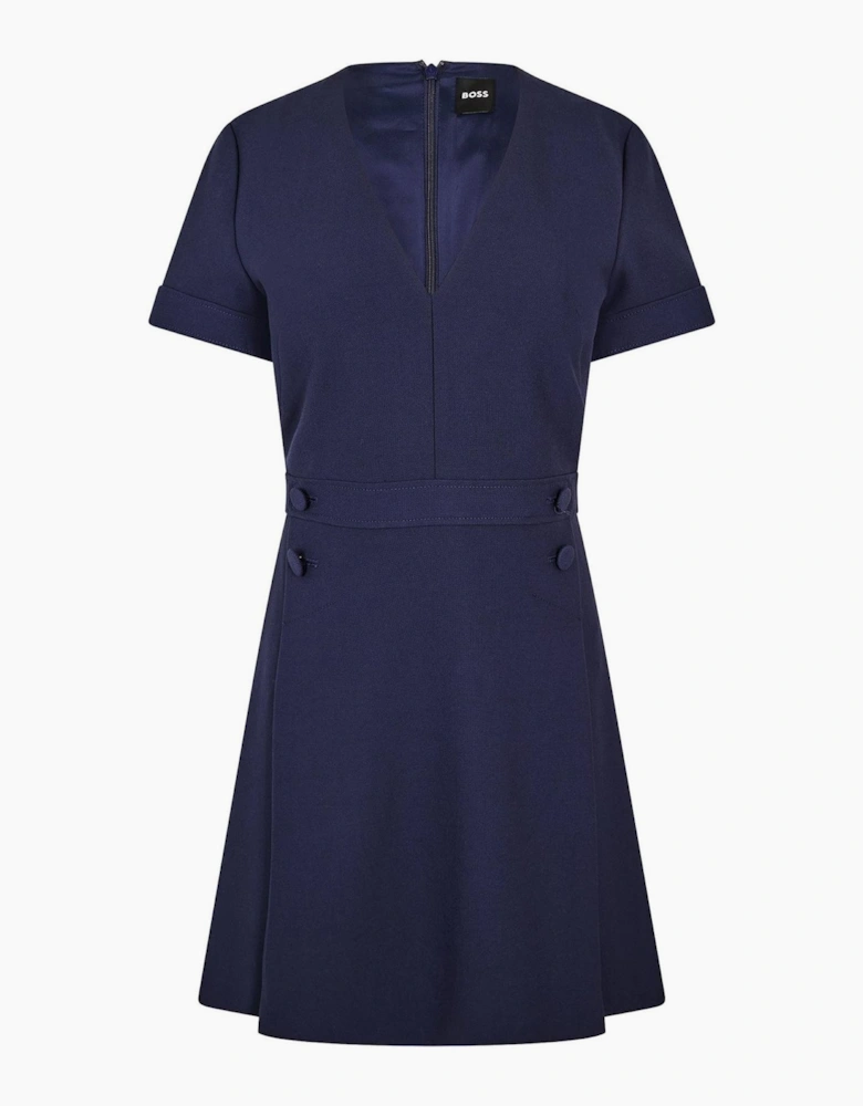 Jersey V-Neck Short Sleeve Mini A-Line Dress