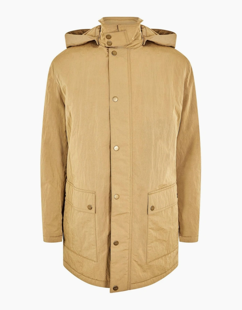 Solid Patterned Hooded Snap Button Rain Jacket with Flap Pocket