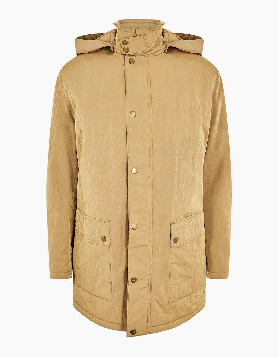 Solid Patterned Hooded Snap Button Rain Jacket with Flap Pocket, 3 of 2