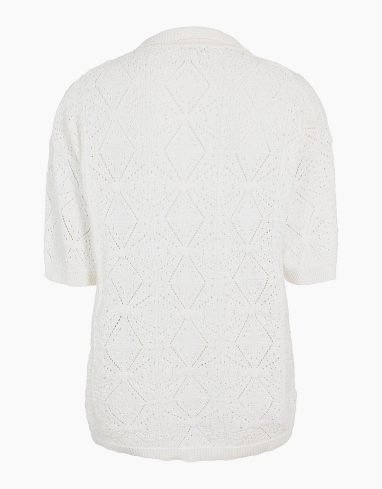 Collared Neck Shirt Collar Short Sleeve Sweater