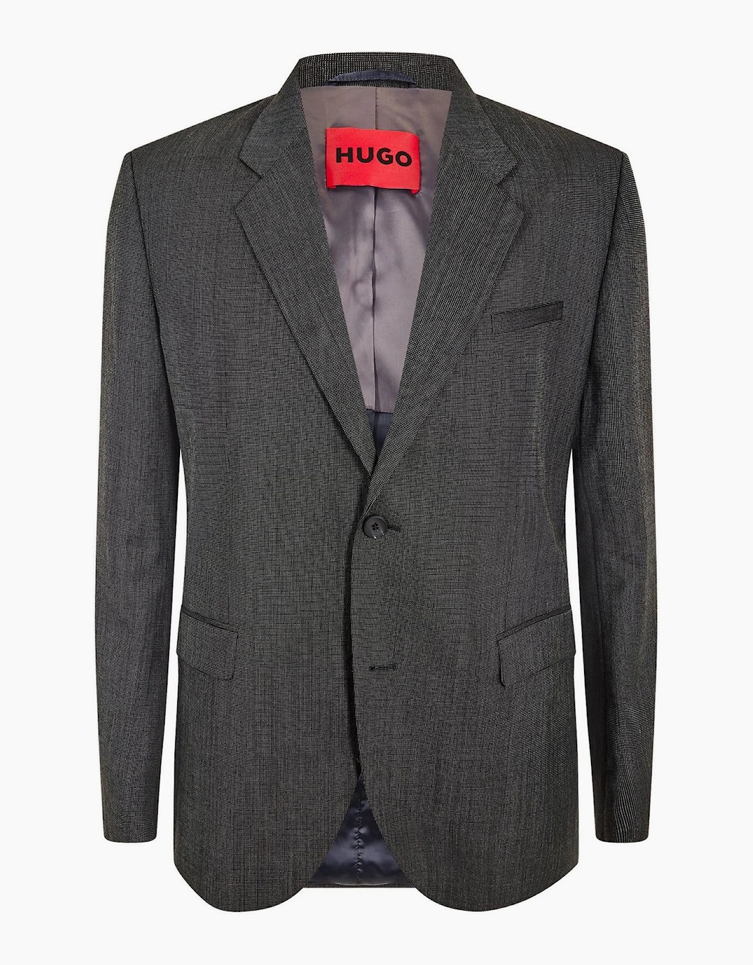 Solid Patterned Single Button Flap Pocket Blazer