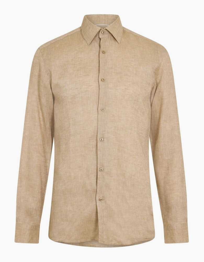 Collared Neck Point Collar Long Sleeve Oxford Shirt