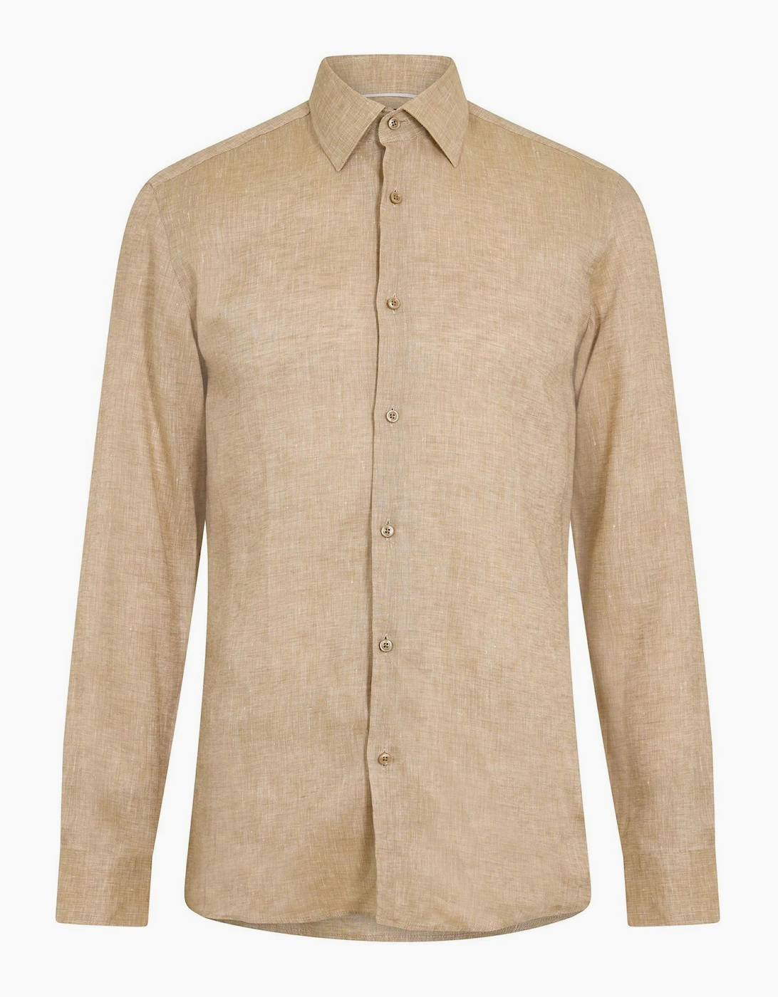 Collared Neck Point Collar Long Sleeve Oxford Shirt, 4 of 3