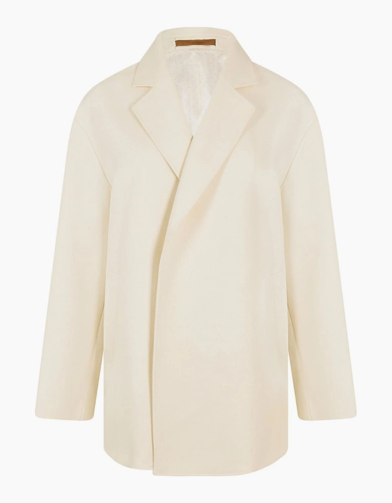 Solid Patterned Lapel Collared Over Coat